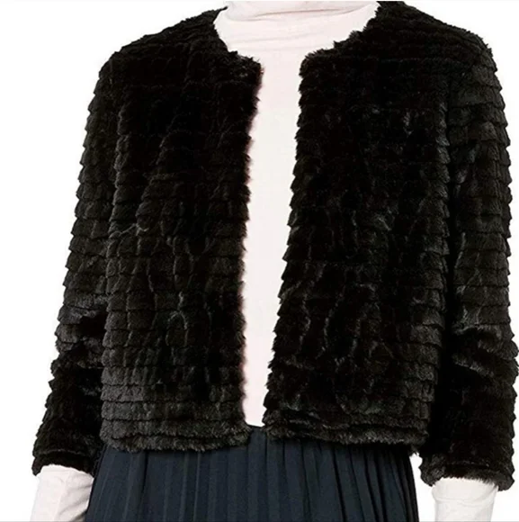 EUC Women's Calvin Klein Faux Fur Shrug, M - Picture 2 of 6